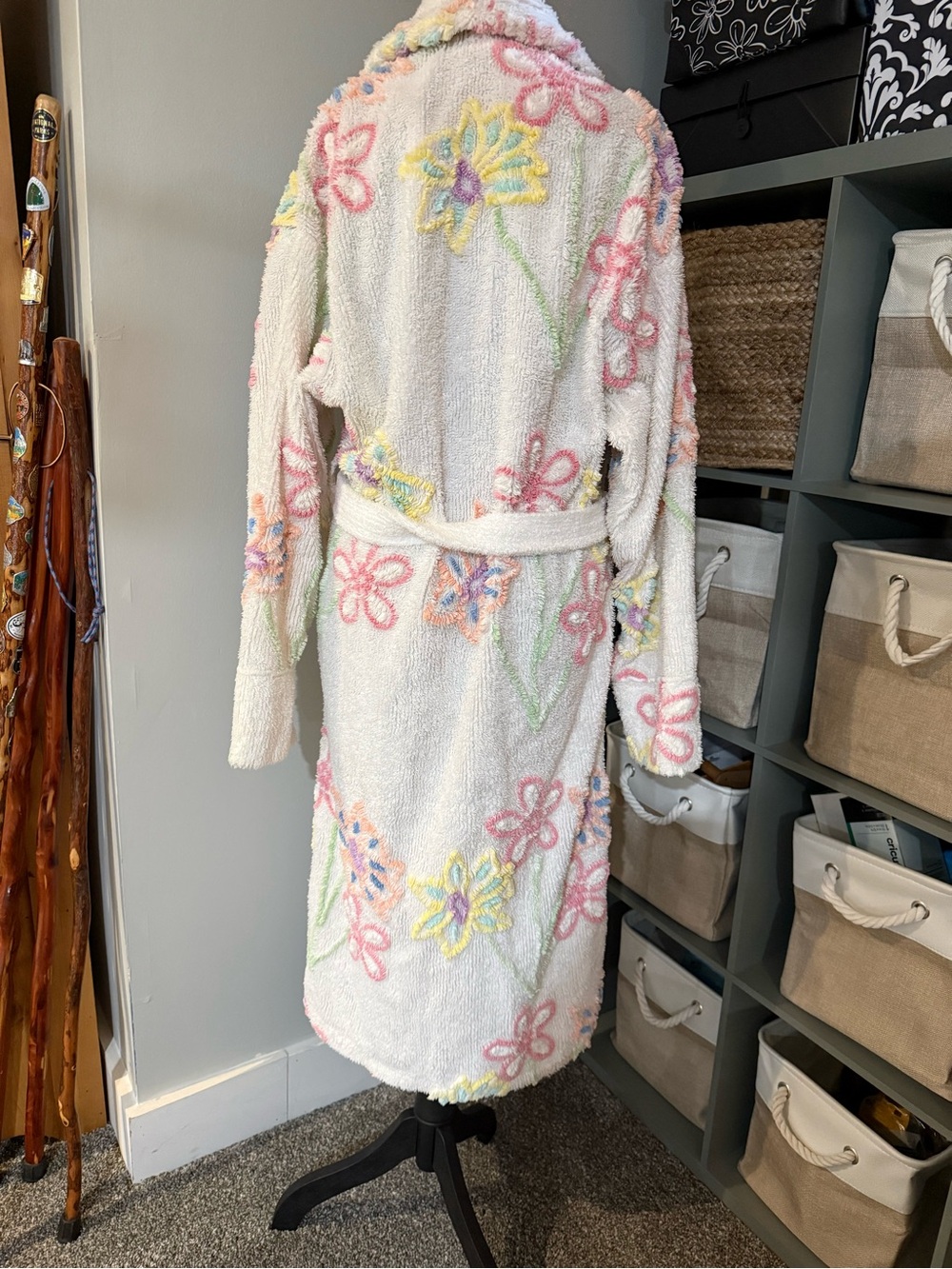 Canyon Group Vintage Chenille Floral Robe size L - Picture 2 of 15